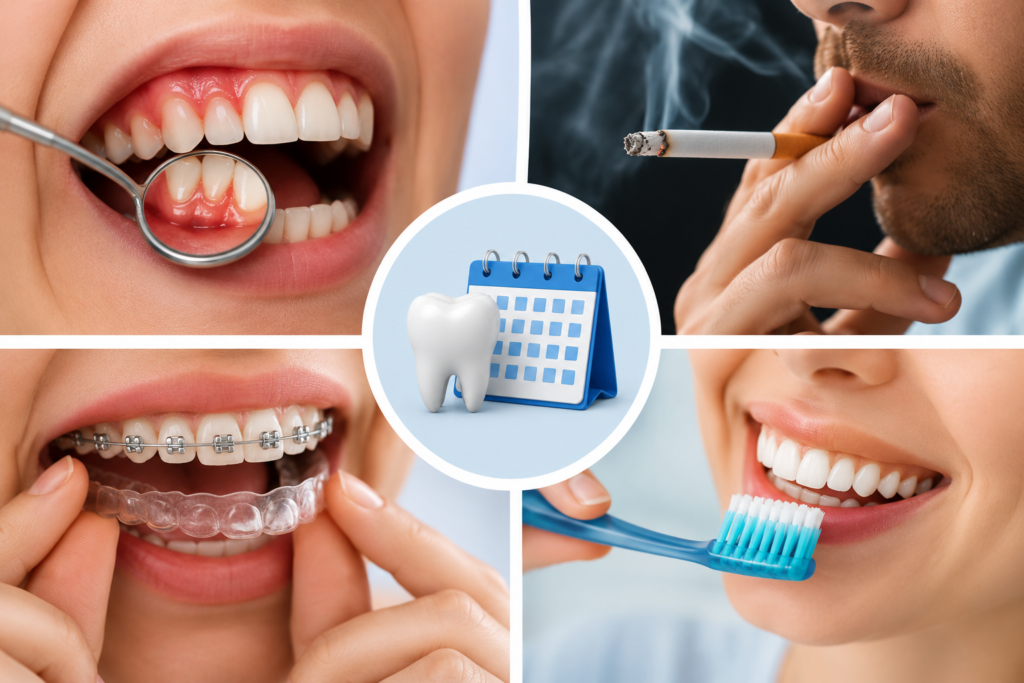 Dental cleaning schedule for gum disease, smokers, braces and healthy teeth